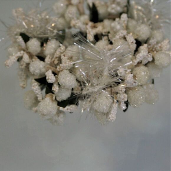 Christmas Candle Ring White Frosted Round Holiday Decor - Picture 2 of 5